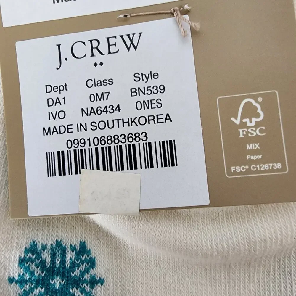 J. Crew Snowflake Trouser Socks White Blue Cotton Blend One Size NWT BN539